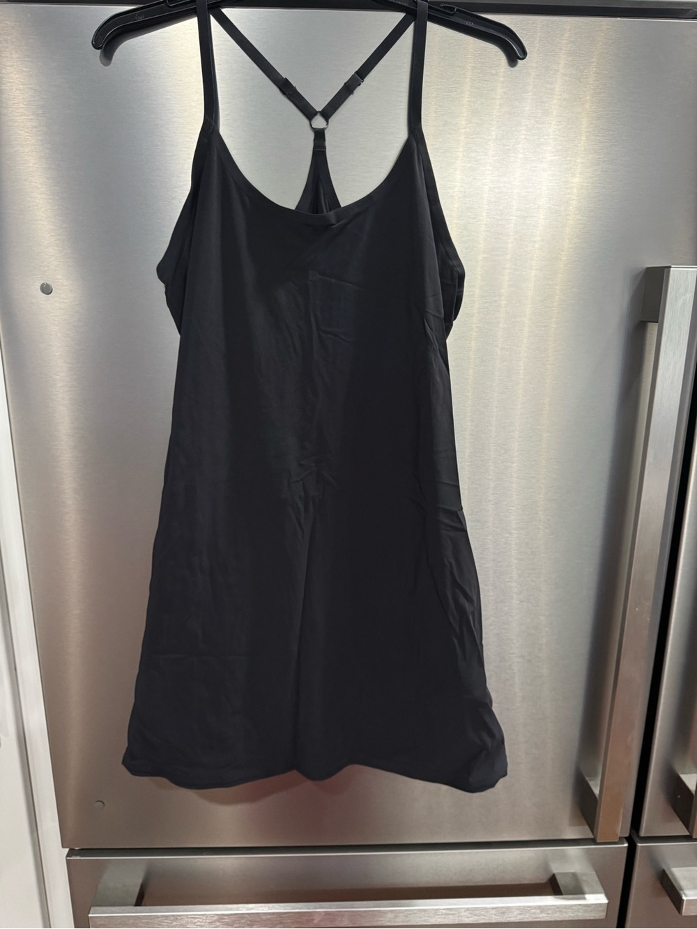 Outdoor Voices Black Spaghetti-Strap Mini Slip Dress